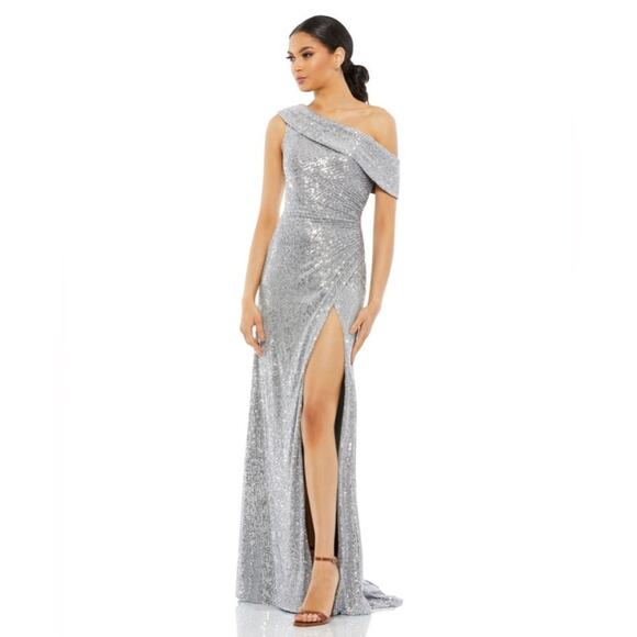 Ieena for Mac Duggal One-Shoulder Sequin Gown - Picture 1 of 6